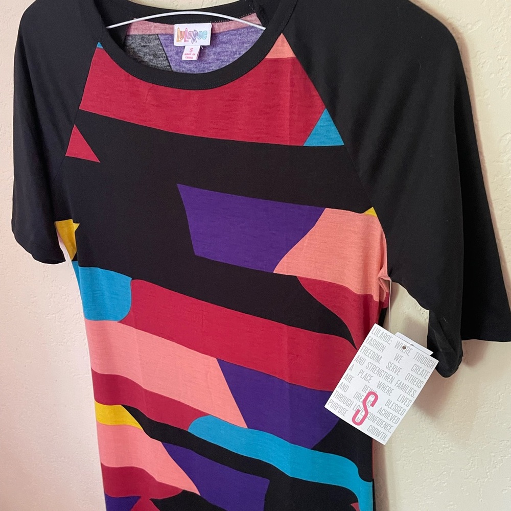 LuLaRoe Women's Black Multicolor Abstract Dress